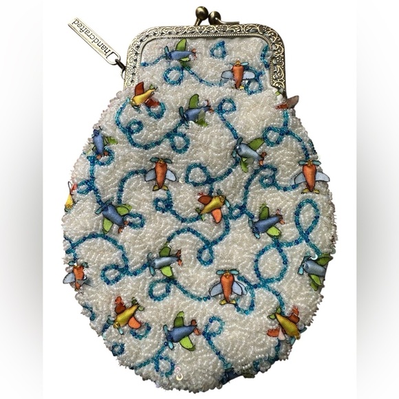 Beaded White and Multicolor airplane theme Clutch - Picture 1 of 4